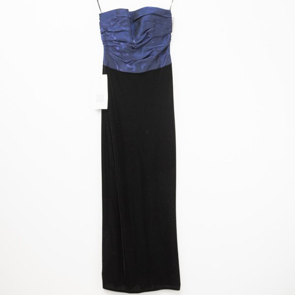 Jessica McClintock Gunne Sax Vintage Velvet Maxi Dress Deadstock Blue Black New - Picture 1 of 8